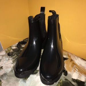 Glossy Black Rain Boots
